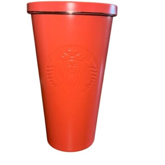 Starbucks Coral 16 Oz Tumbler With Lid & Logo Embossed Design - Picture 1 of 8